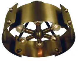 6-Light Handcrafted Antique Brass & Matte Black Lasalle Semi-Flush Mount for Elegant Spaces