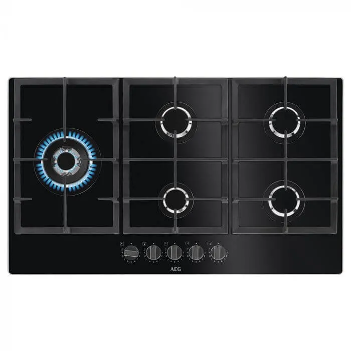 AEG HKB95820NB 5 Burner Gas on Glass Hob, Black