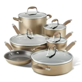 Anolon Advanced Home Hard-Anodized Nonstick Cookware Set, 11-Piece, Bronze