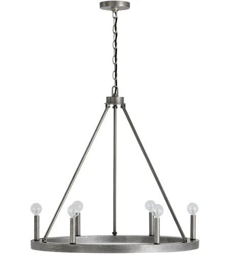 ARI 6 LIGHT CHANDELIER, ETCHED NICKEL