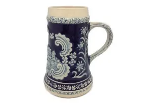 Bavarian German Castle Engraved Ceramic Beer Stein