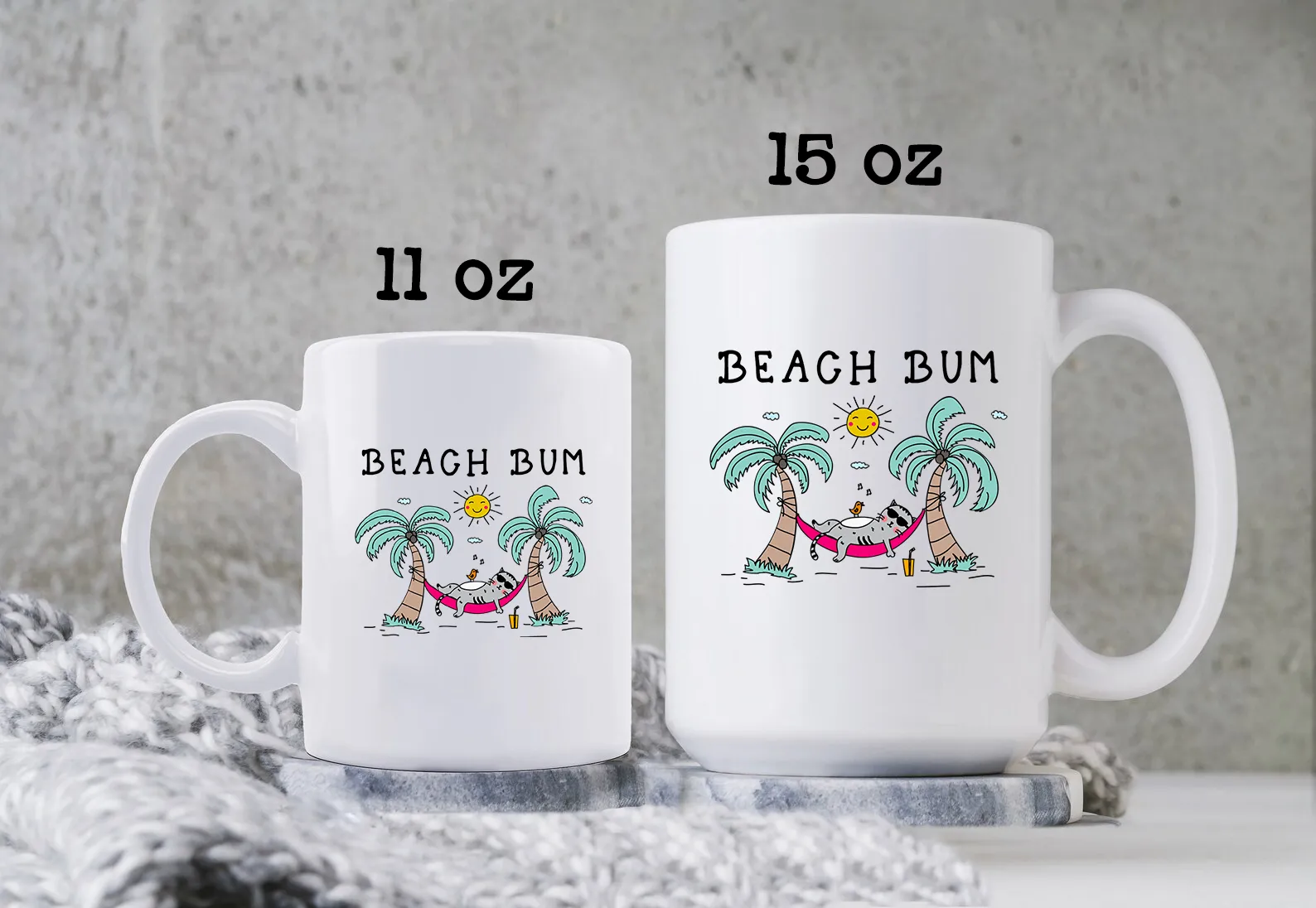 Beach Bum Cat Mug Funny Cat Coffee Cup