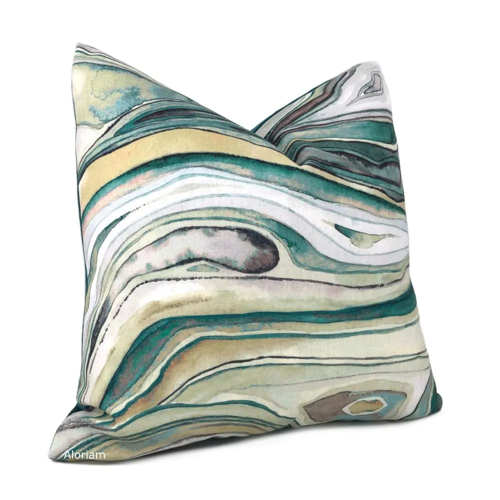 Borneo Green Marbled Abstract Pillow Cover (Fabric by the Yard available)