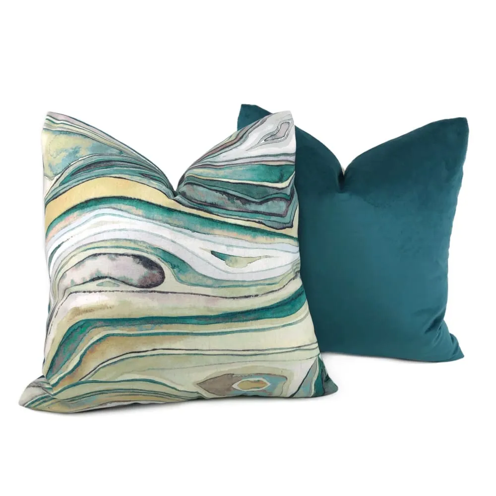 Borneo Green Marbled Abstract Pillow Cover (Fabric by the Yard available)