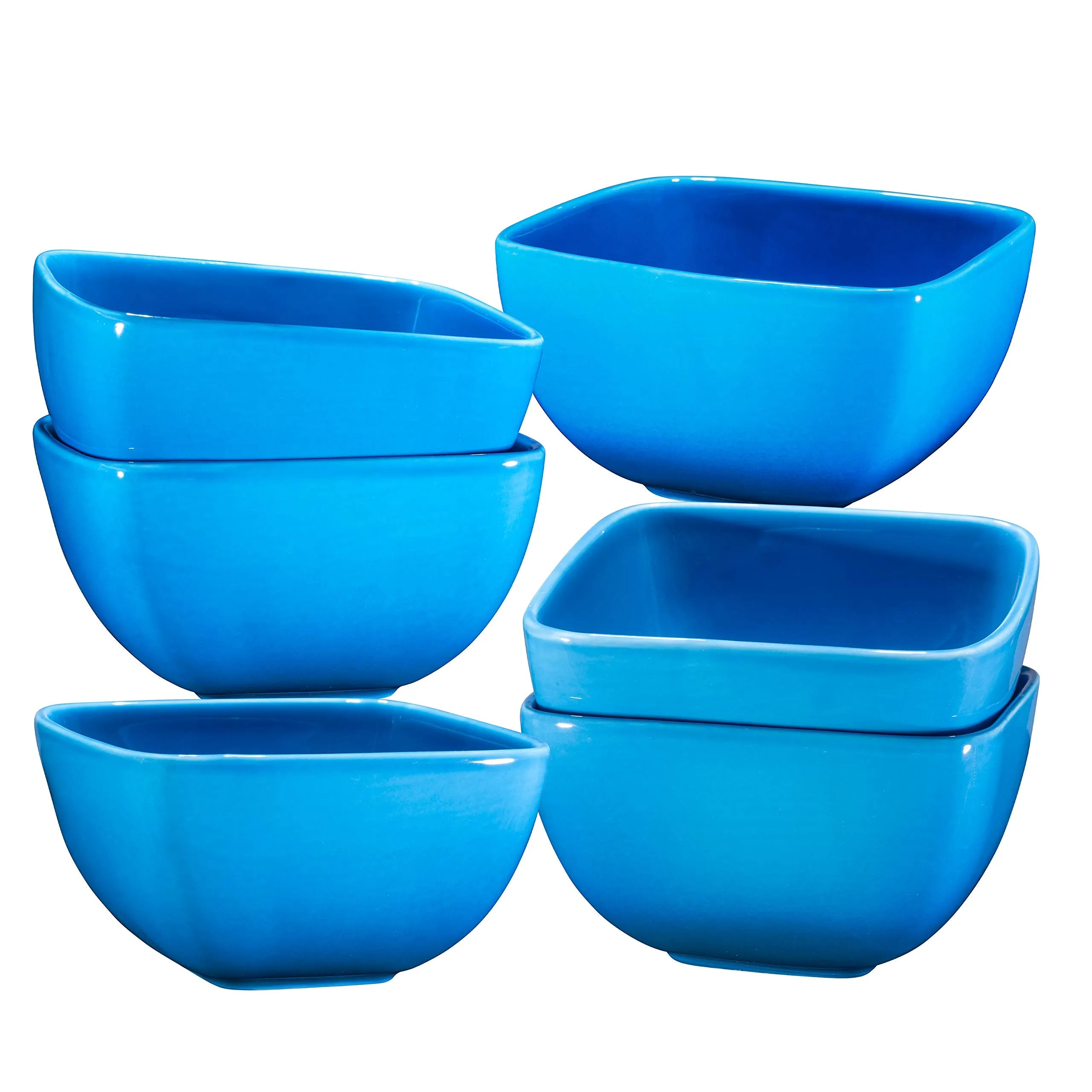 Bruntmor Large Ceramic 5.5" Square Bowls - 26 Oz Durable Non-toxic Ceramic Bowls set of 6