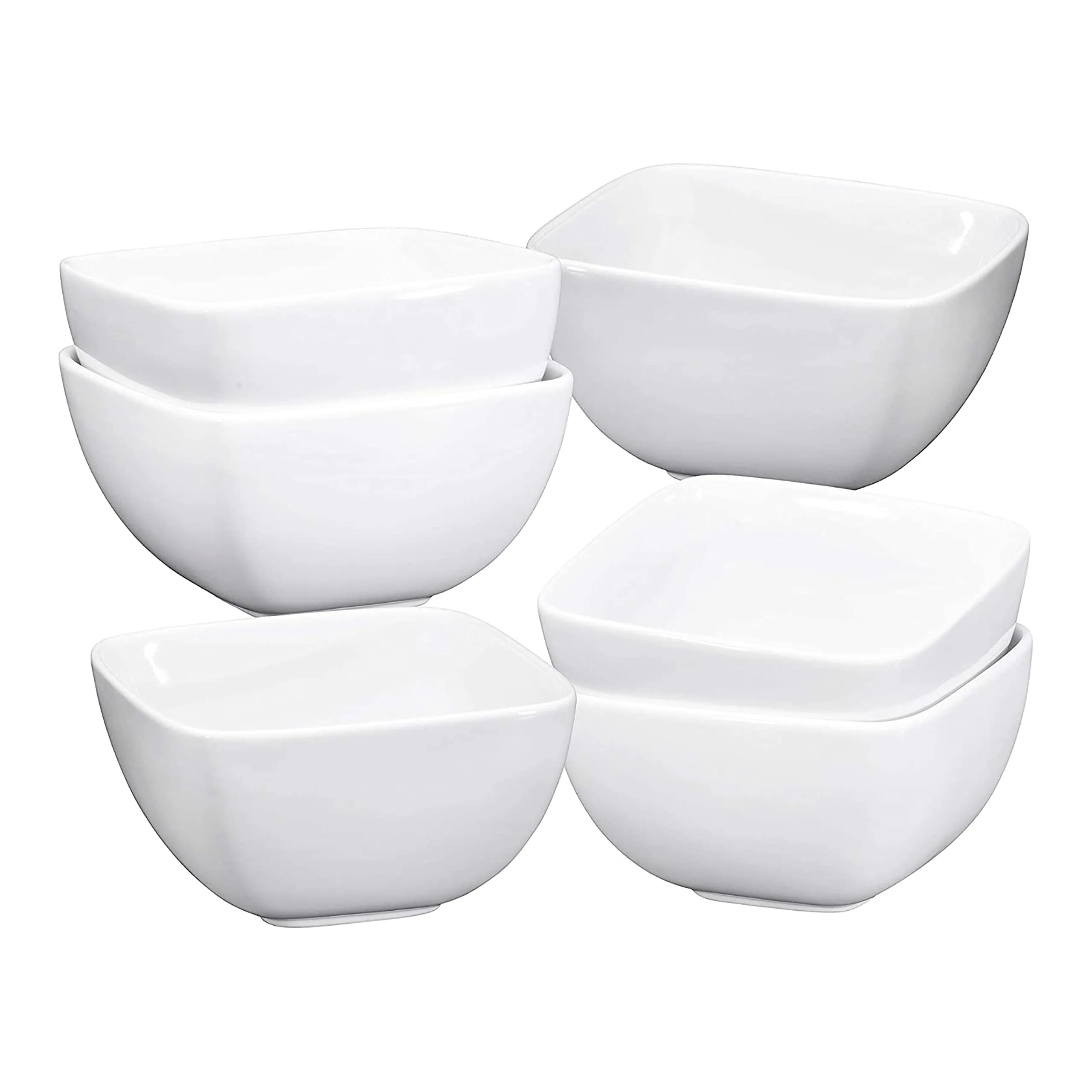 Bruntmor Large Ceramic 5.5" Square Bowls - 26 Oz Durable Non-toxic Ceramic Bowls set of 6