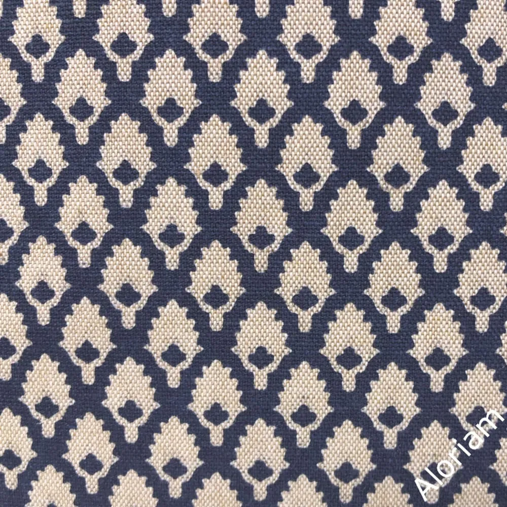 Calais Indigo Blue Beige Pillow Cover (Made from Lacefield Designs fabric)