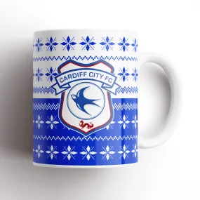 Cardiff City Knitted Halves Christmas Mug