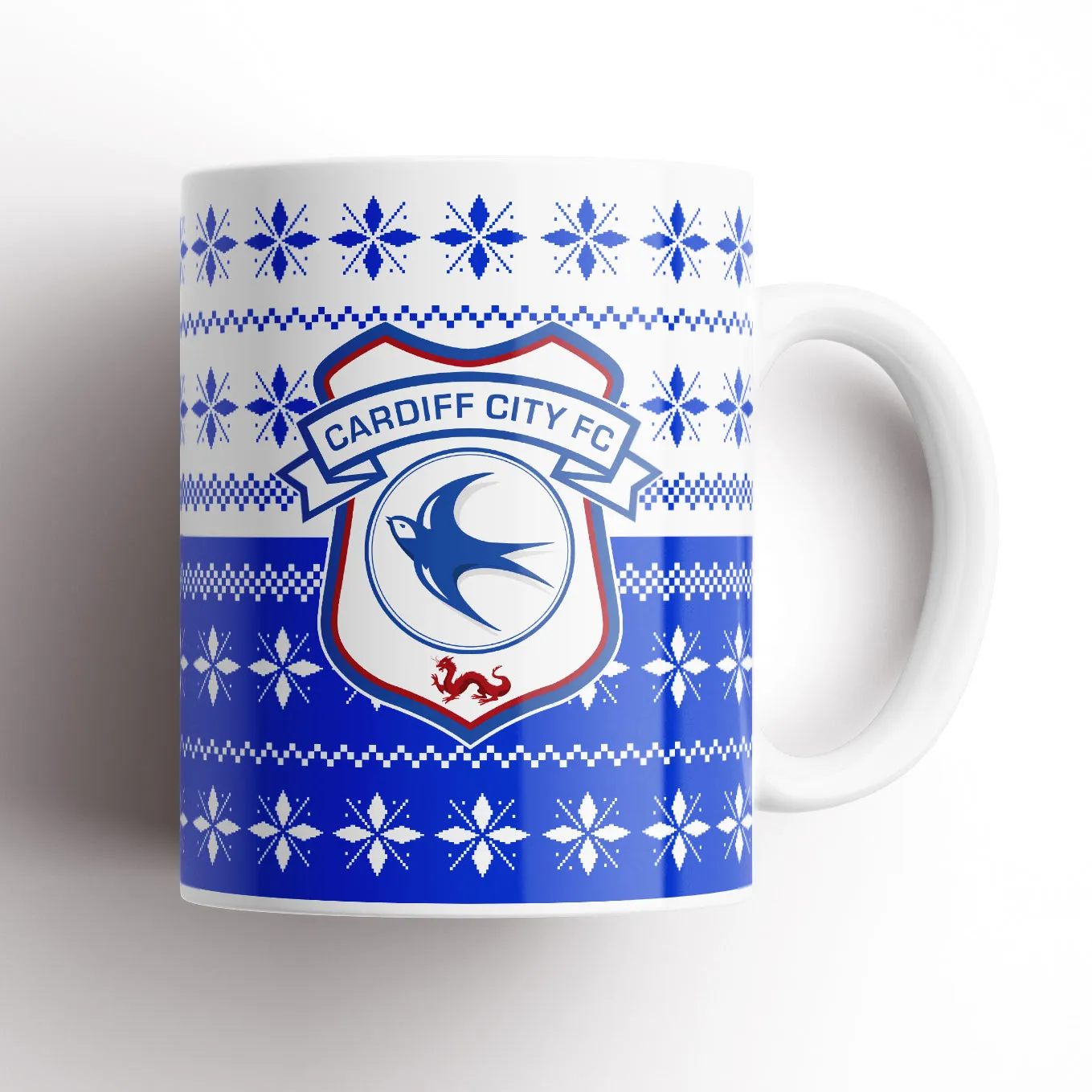 Cardiff City Knitted Halves Christmas Mug