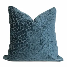 Carrick Navy Blue Modern Geometric Chenille Pillow Cover