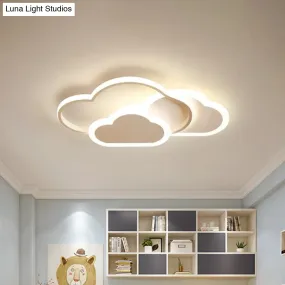 Cartoon LED Flush Ceiling Light - Acrylic Cloudy, White/Pink, Warm/White Light - Perfect for Bedroom - 16.5"/20.5" Wide