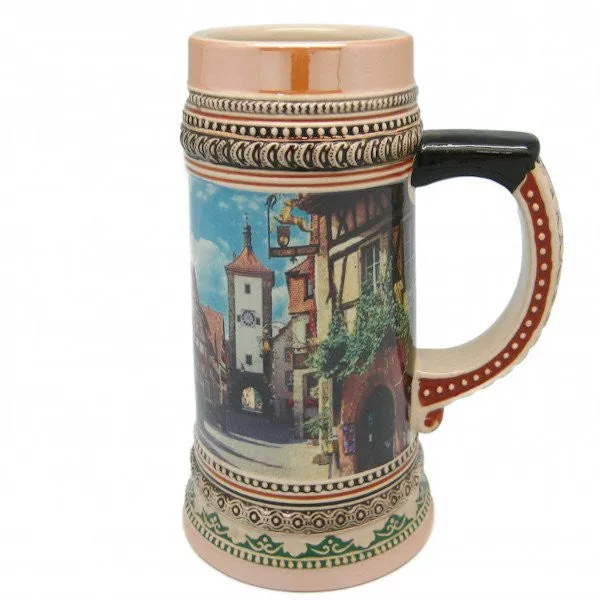 Ceramic Beer Stein German Village Scene