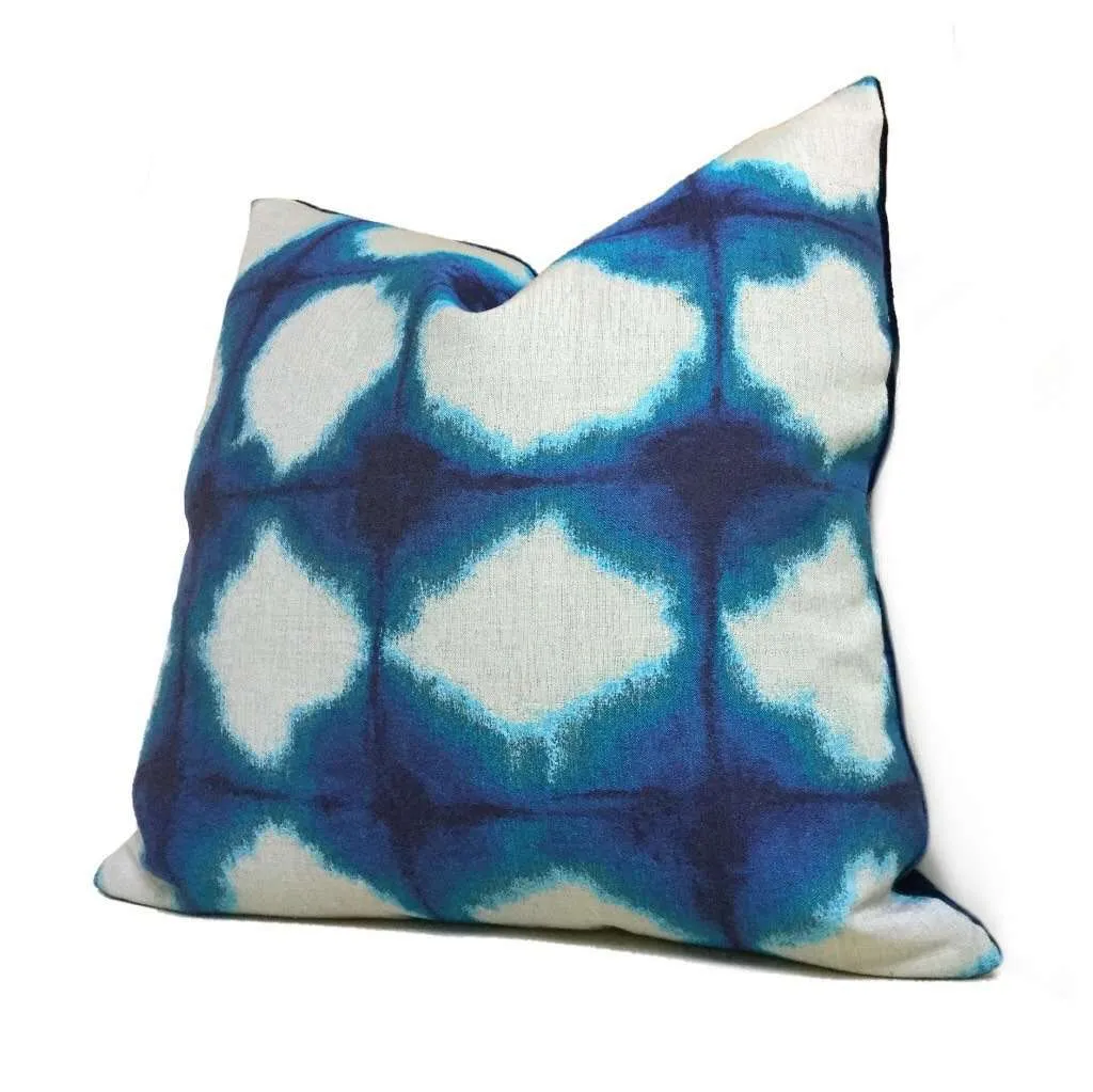 (CLEARANCE) Modern Blue Green Ikat Ombre Squares Upholstery Pillow Cover