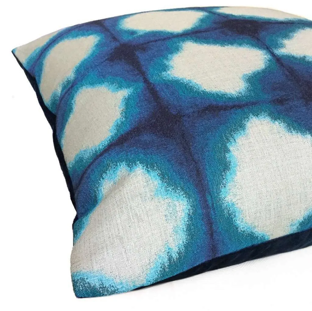 (CLEARANCE) Modern Blue Green Ikat Ombre Squares Upholstery Pillow Cover