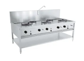 Combisteel Gas Wok 5 Burner Stove Cooker 3 x 17kW   2 x 9kW - 7178.1210