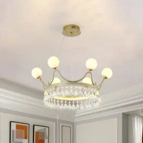 Contemporary Gold Crown Crystal Chandelier - 6/8-Light Suspended Lighting Fixture