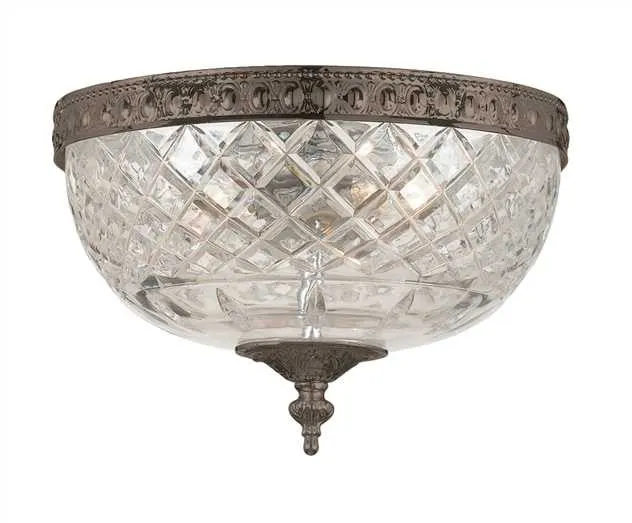 CRYSTAL 2 LIGHT CEILING MOUNT, ENGLISH BRONZE