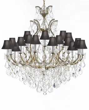 Crystal Chandelier Lighting Chandeliers H52" X W46" Dressed with Large, Luxe, Diamond Cut Crystals Great for the Foyer, Entry Way, Living Room, Family Room and More w/Black Shades - A83-B90/BLACKSHADES/52/2MT/24 1DC