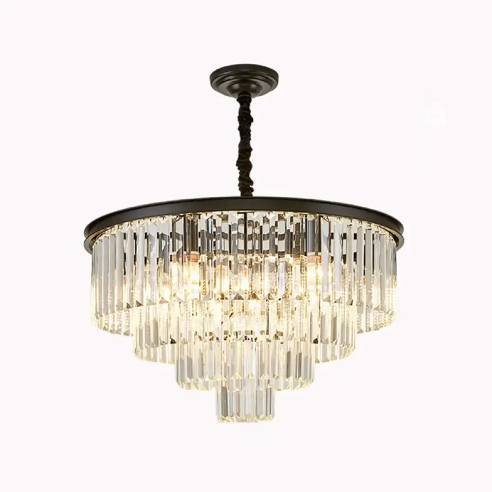 Crystal Simplicity: Tiered Tapered Living Room Chandelier Light - Pendant Fixture