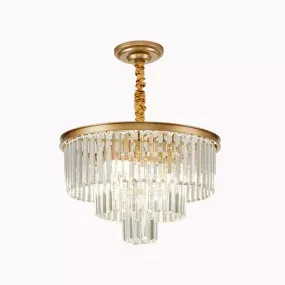 Crystal Simplicity: Tiered Tapered Living Room Chandelier Light - Pendant Fixture