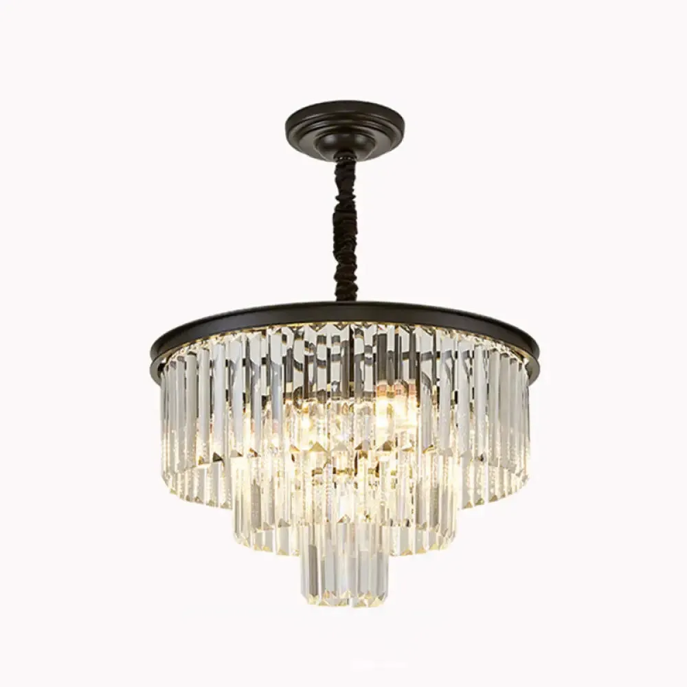 Crystal Simplicity: Tiered Tapered Living Room Chandelier Light - Pendant Fixture