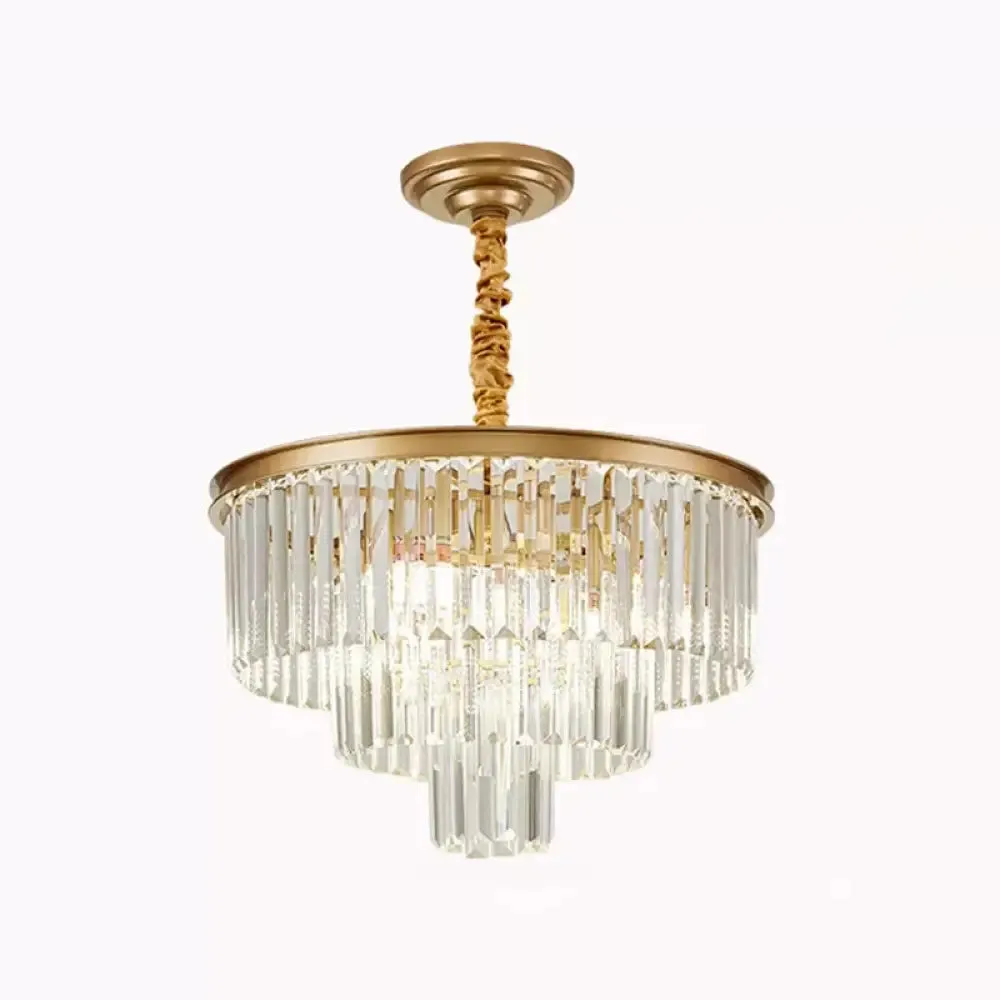 Crystal Simplicity: Tiered Tapered Living Room Chandelier Light - Pendant Fixture