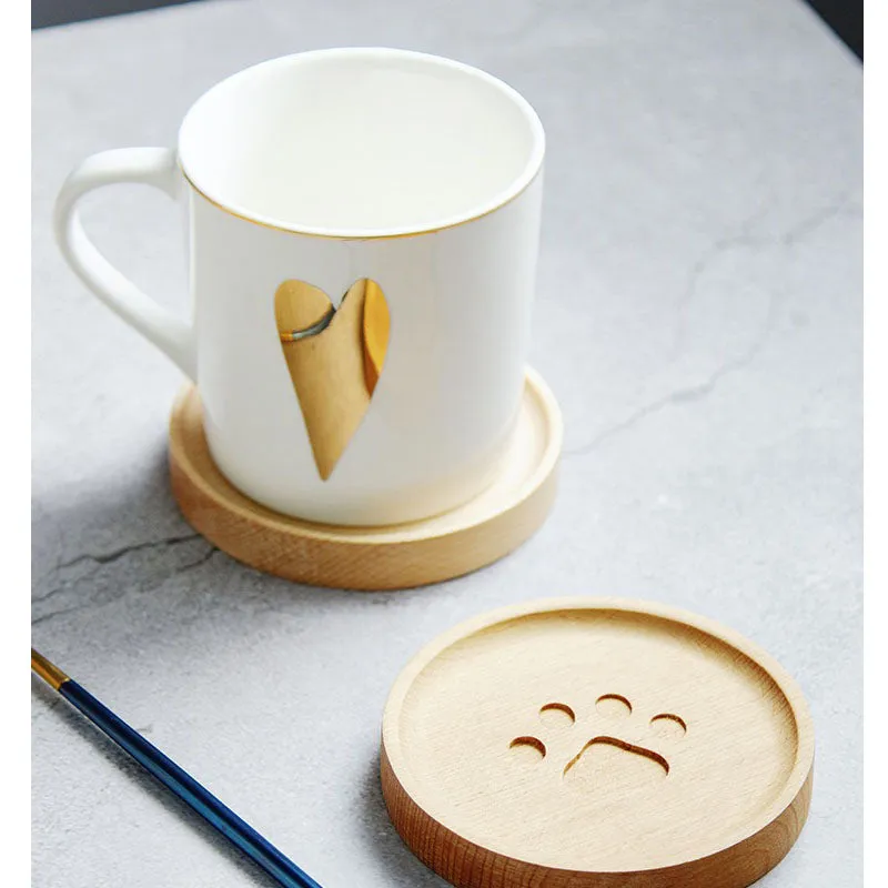 Cute Cat Paw Wooden Coaster