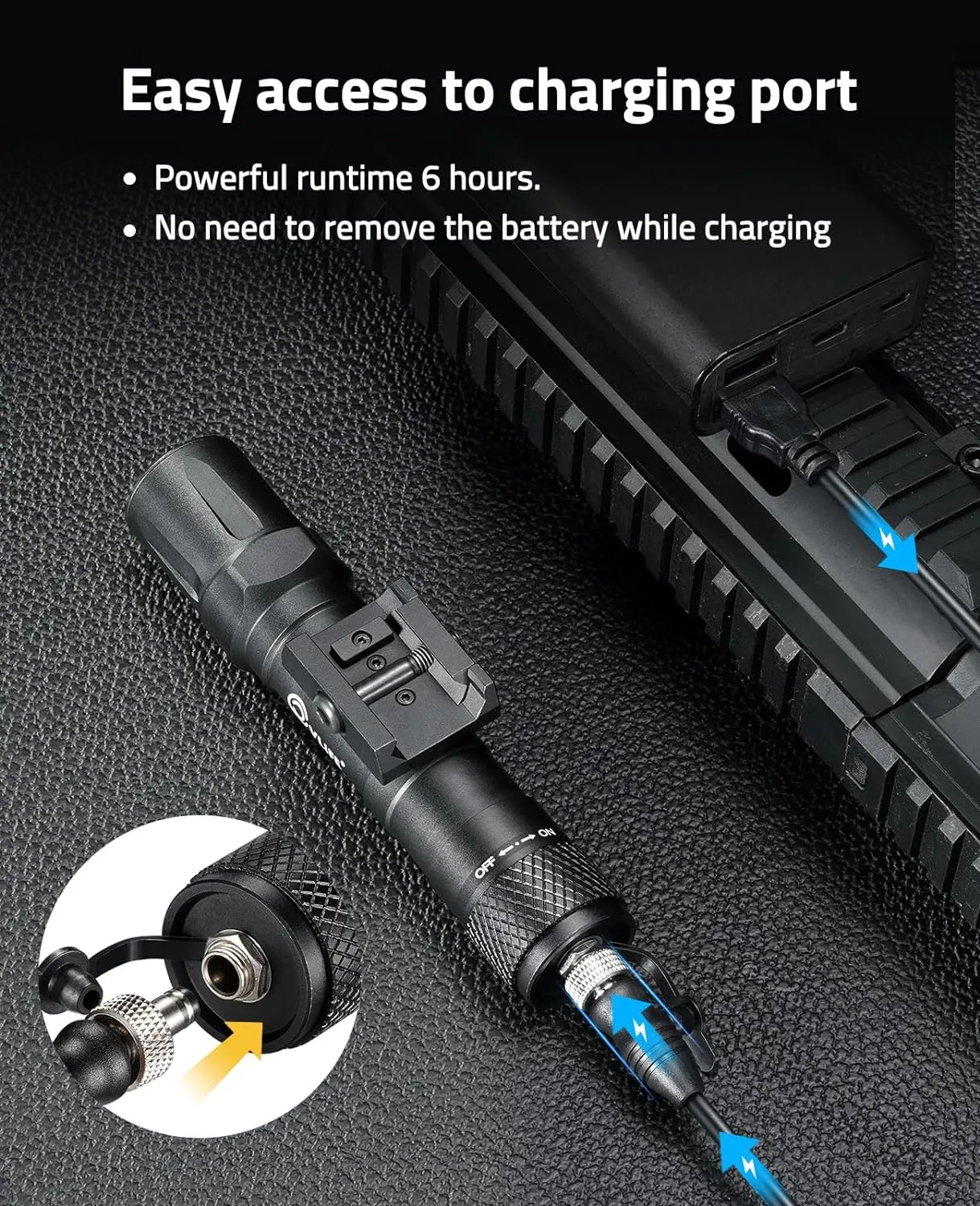 CVLIFE 2000 Lumens Tactical Flashlight USB Rechargeable Tactical Light