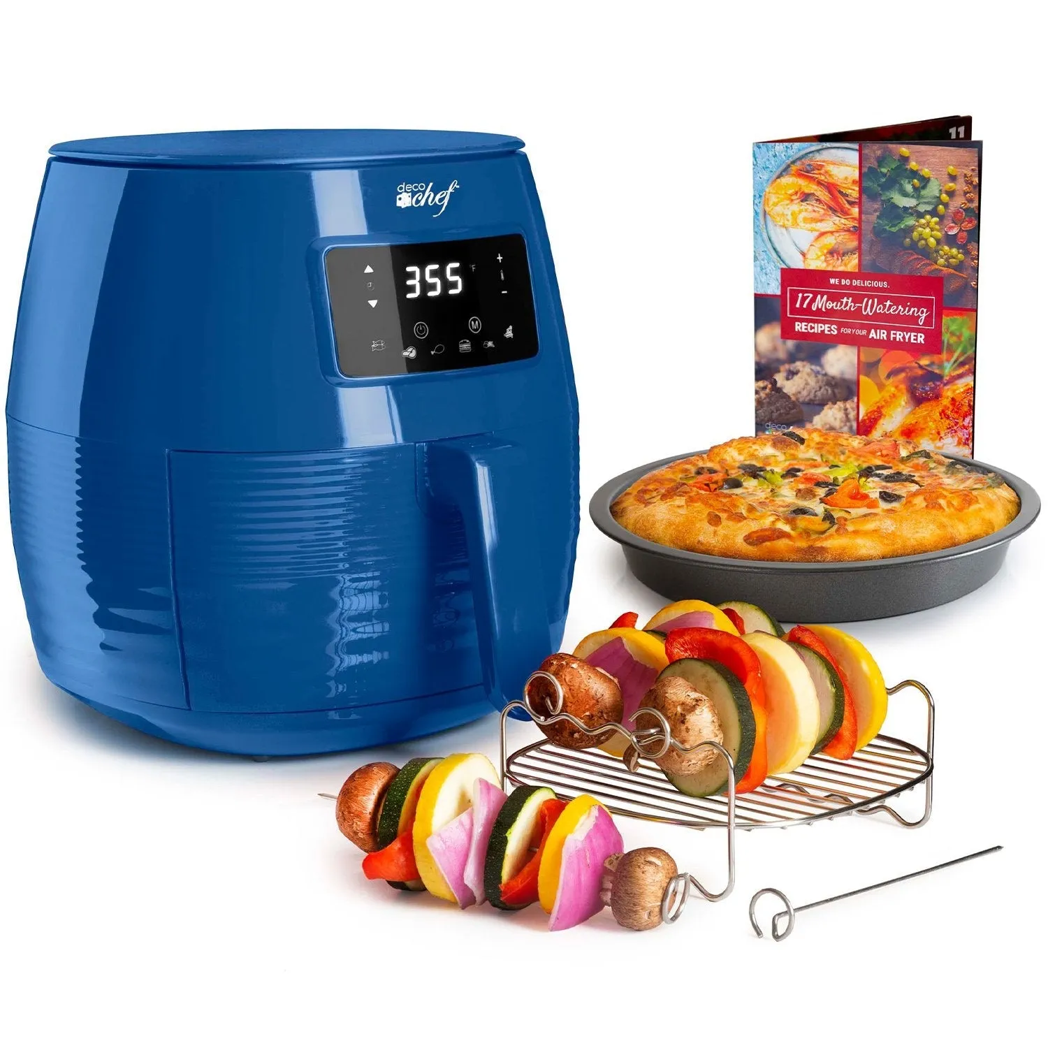 Deco Chef Digital 5.8QT Electric Air Fryer, Healthier/Faster Cooking - Blue (Refurbished)