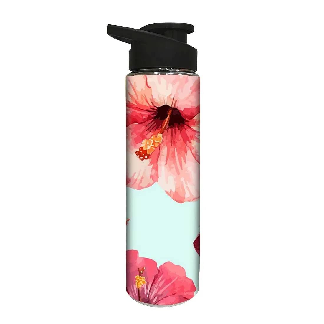 Decor Stainless Steel Water Bottle for Girls - Hibiscus