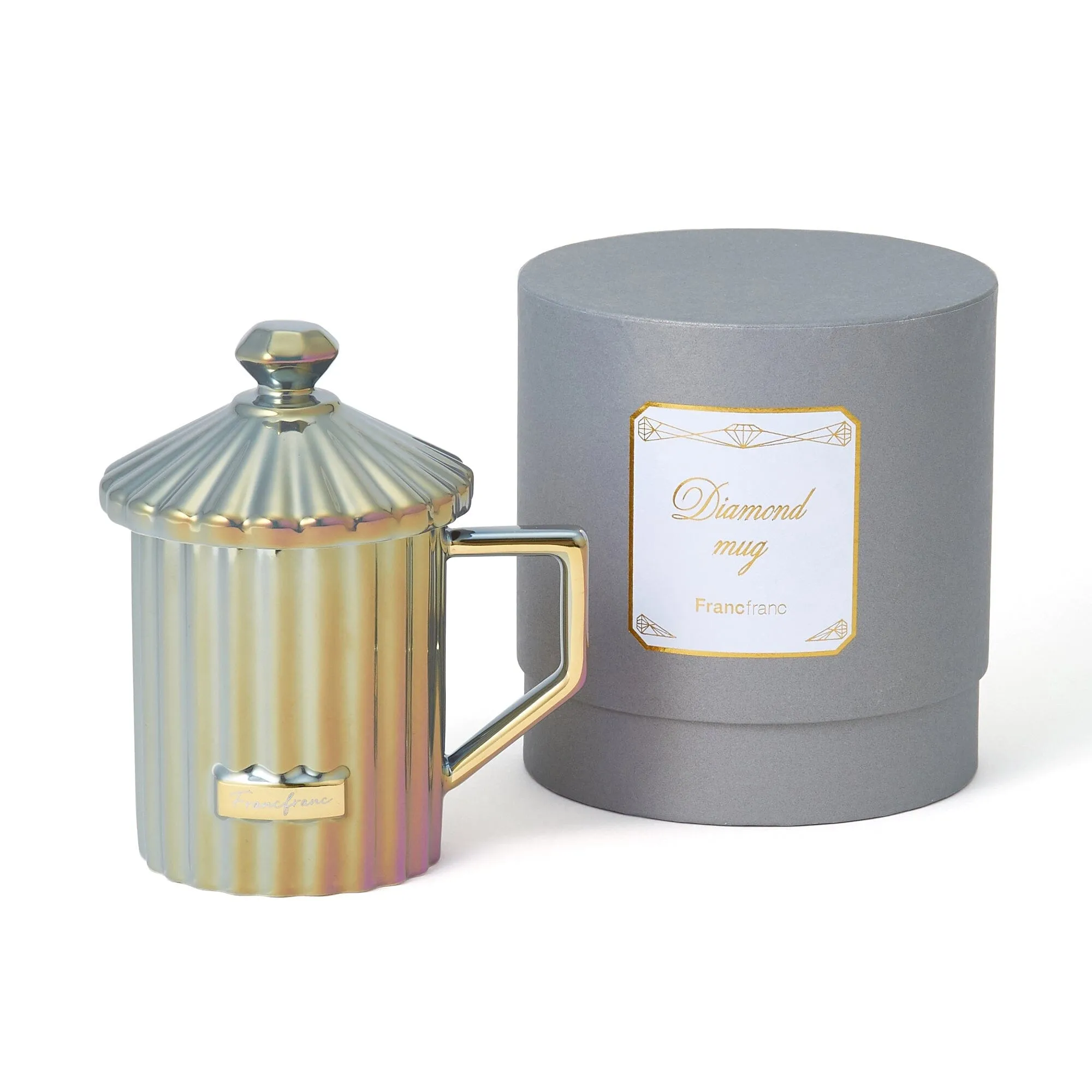 Diamond With Lid Mug Dark Gray