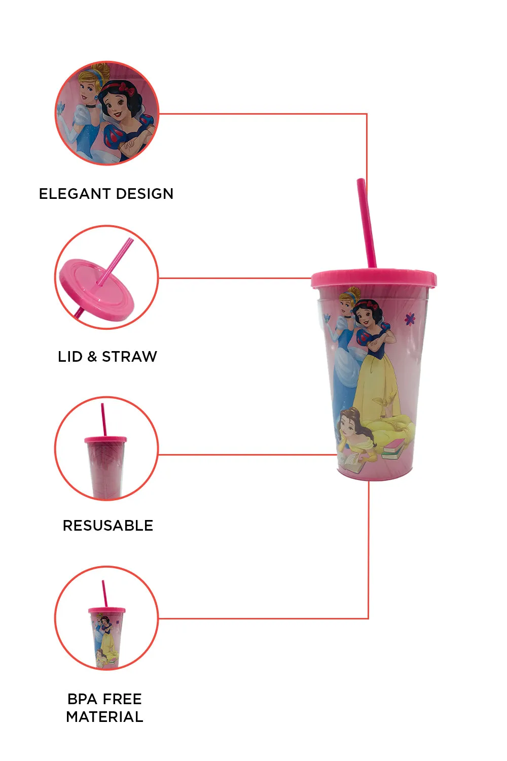 Disney Princess Plastic Cup & Lid