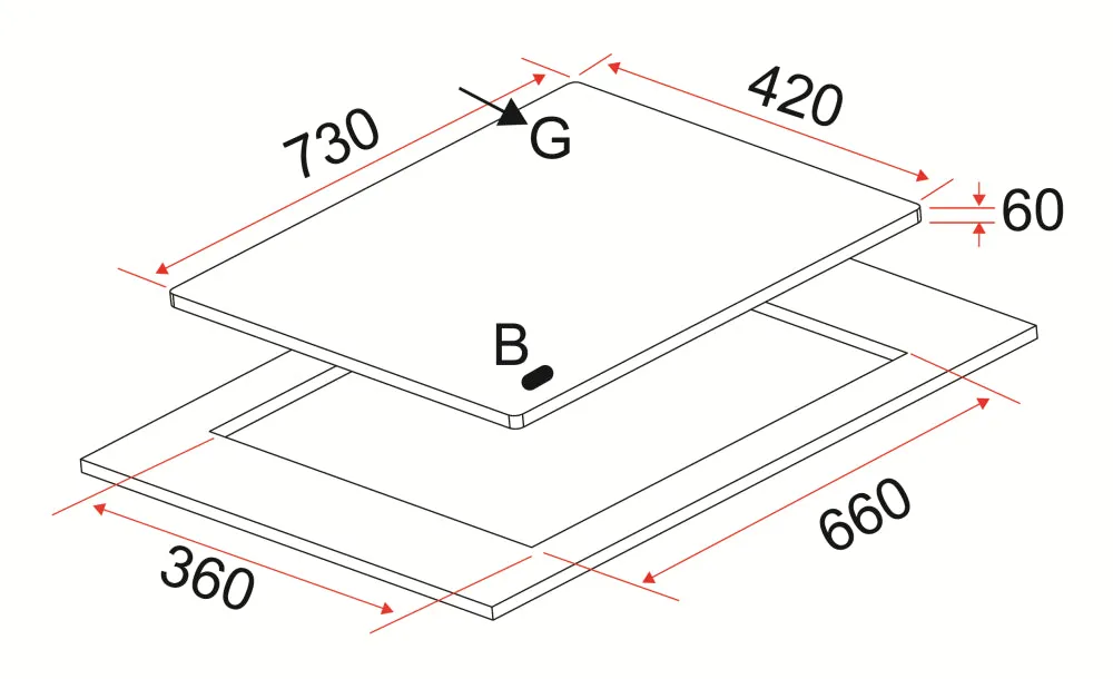 EFH7620TNVGB 73CM 2-BURNER GAS HOB