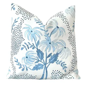 Elise: Floral Bouquet Pillow Cover in Shades of Light Blue