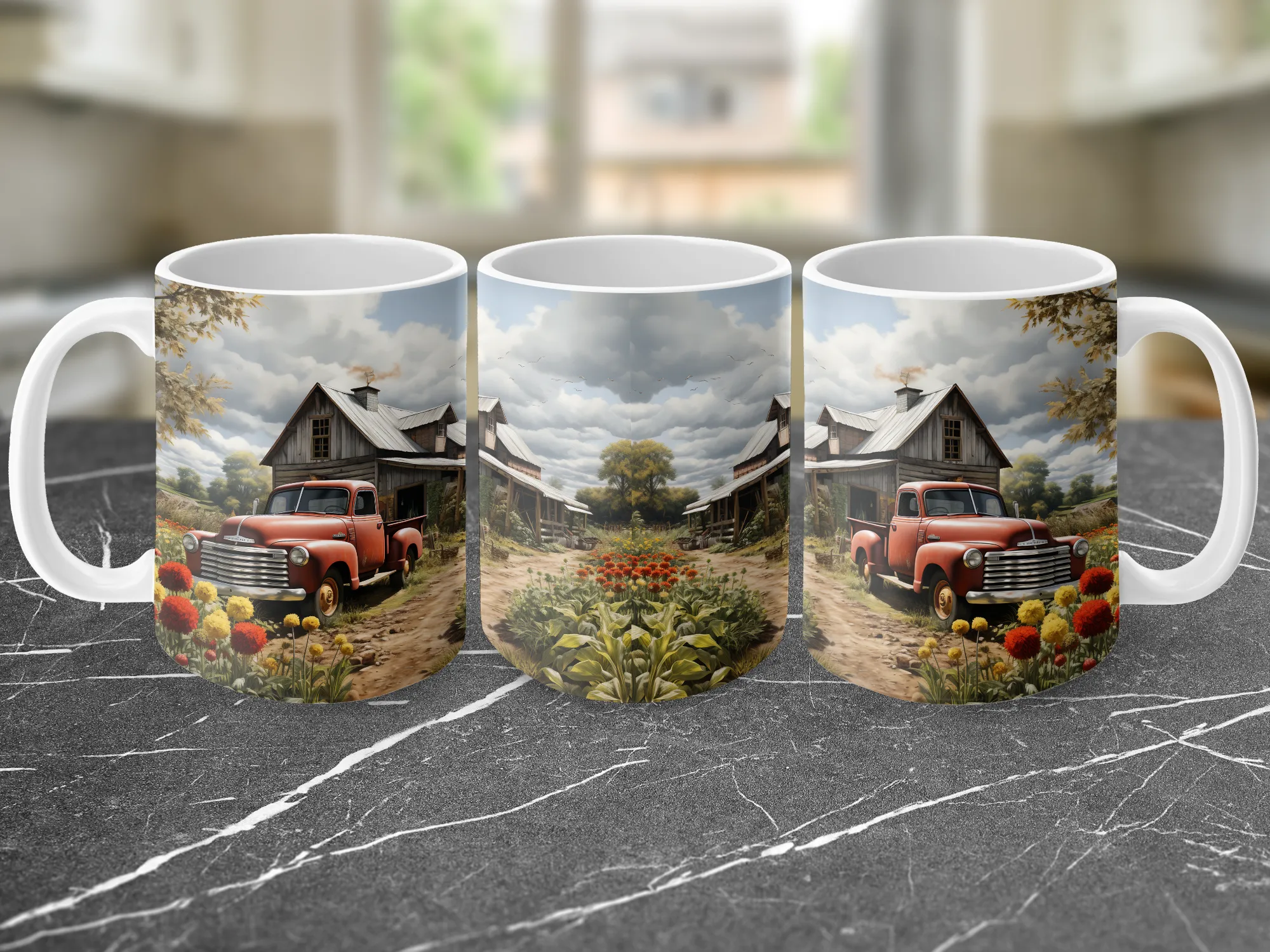 Farm House old truck design Coffee Mug, Farm House old truck mug, Farm House mug, Country Mug, Cowgirl Coffee Mug