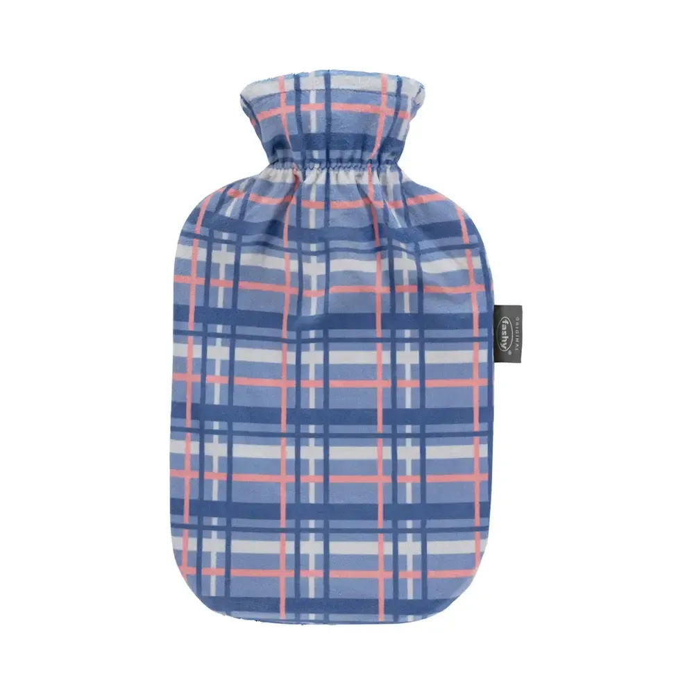 Fashy Hot Water Bottle With Removeable Cover Tartan 100% Cotton 2 Litre