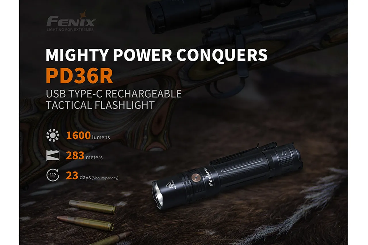 Fenix PD36R USB Type-C Rechargeable Flashlight 1600 Lumens