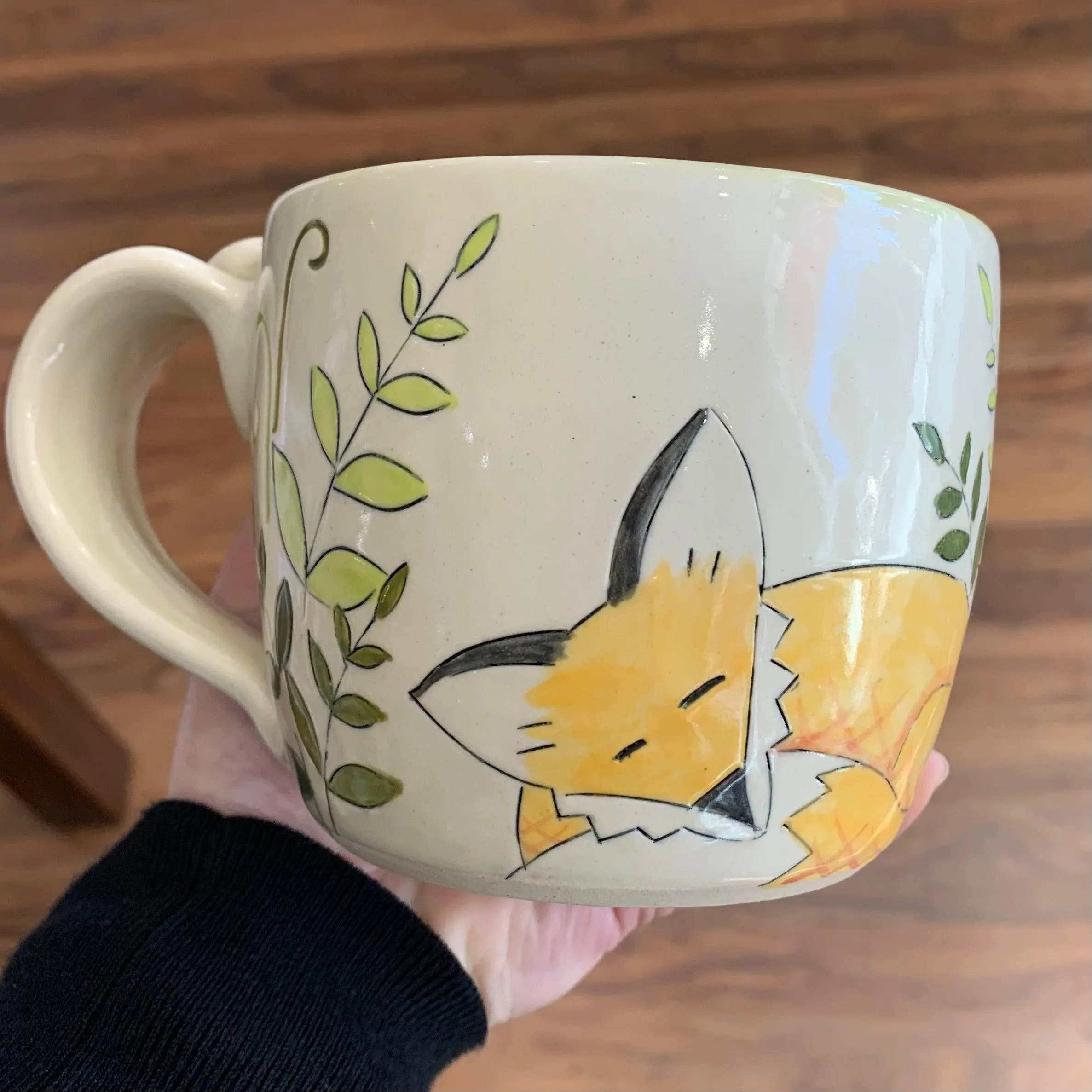 Foxes and Ferns Handmade Mug