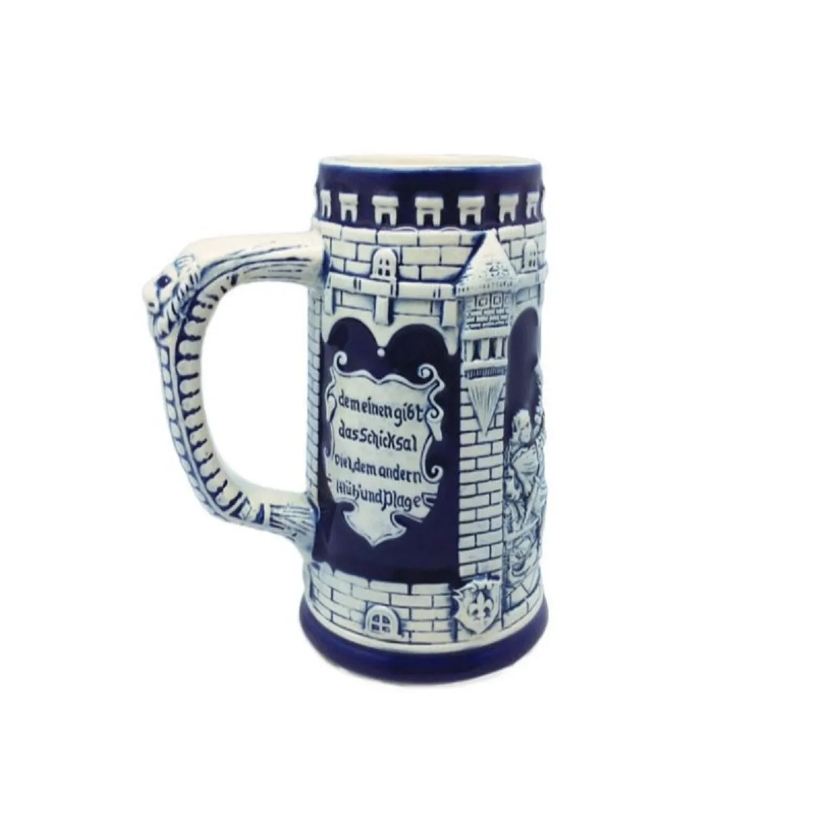 German Castle Cobalt Blue Beer Stein without Lid