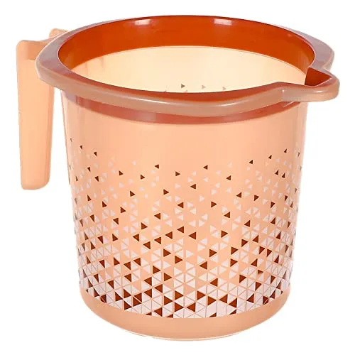 Heart Home Tinted Print Plastic Bathroom Mug 1.5 Litre- Pack of 2 (Beige & Brown & Black)-46HH0243