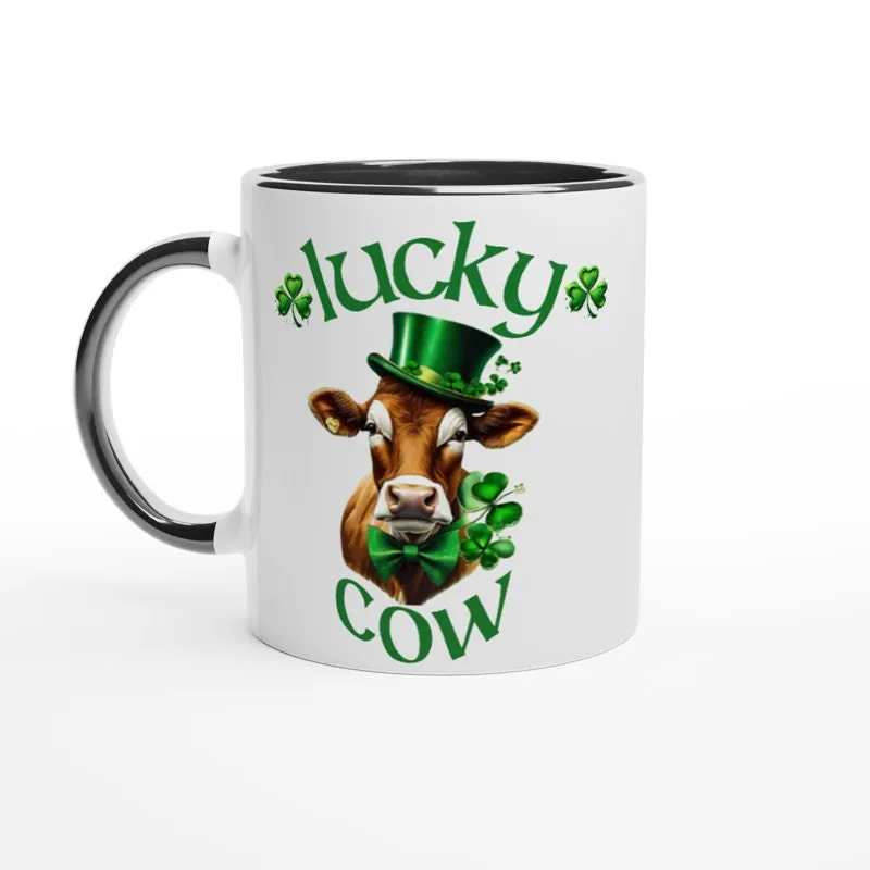 highland cow St.Patrick’s Day mug , lucky cow irish mug,highland cow mug ,st  pattys cow mug,