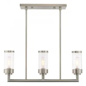 HILCREST 3 LIGHT LINEAR CHANDELIER, BRUSHED NICKEL