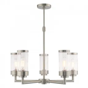 HILCREST 5 LIGHT CHANDELIER, BRUSHED NICKEL