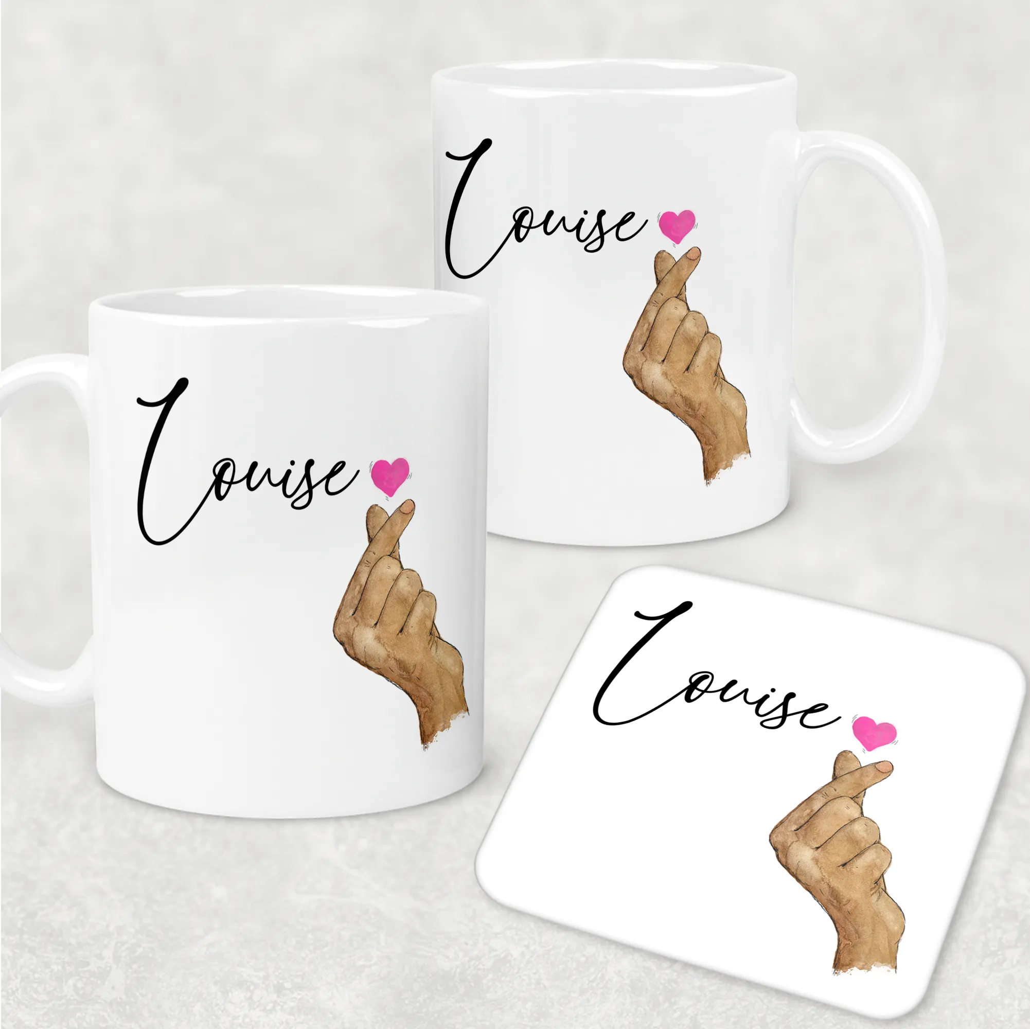 I Love You Korean Sign Language Personalised Mug & Coaster