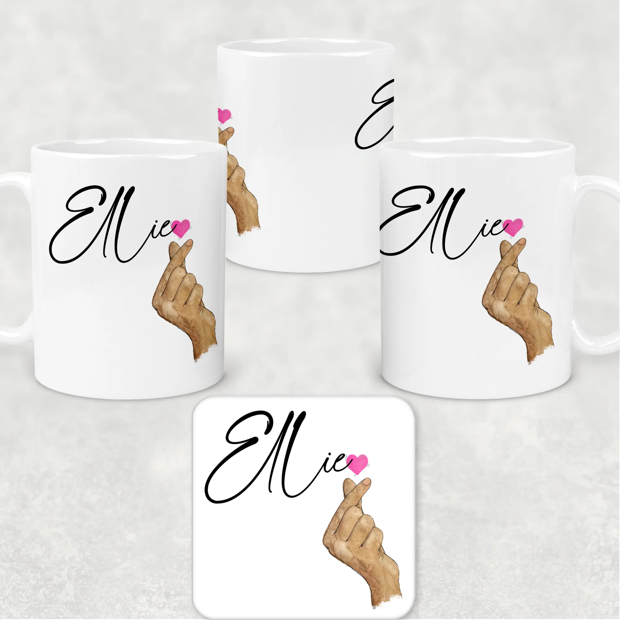 I Love You Korean Sign Language Personalised Mug & Coaster