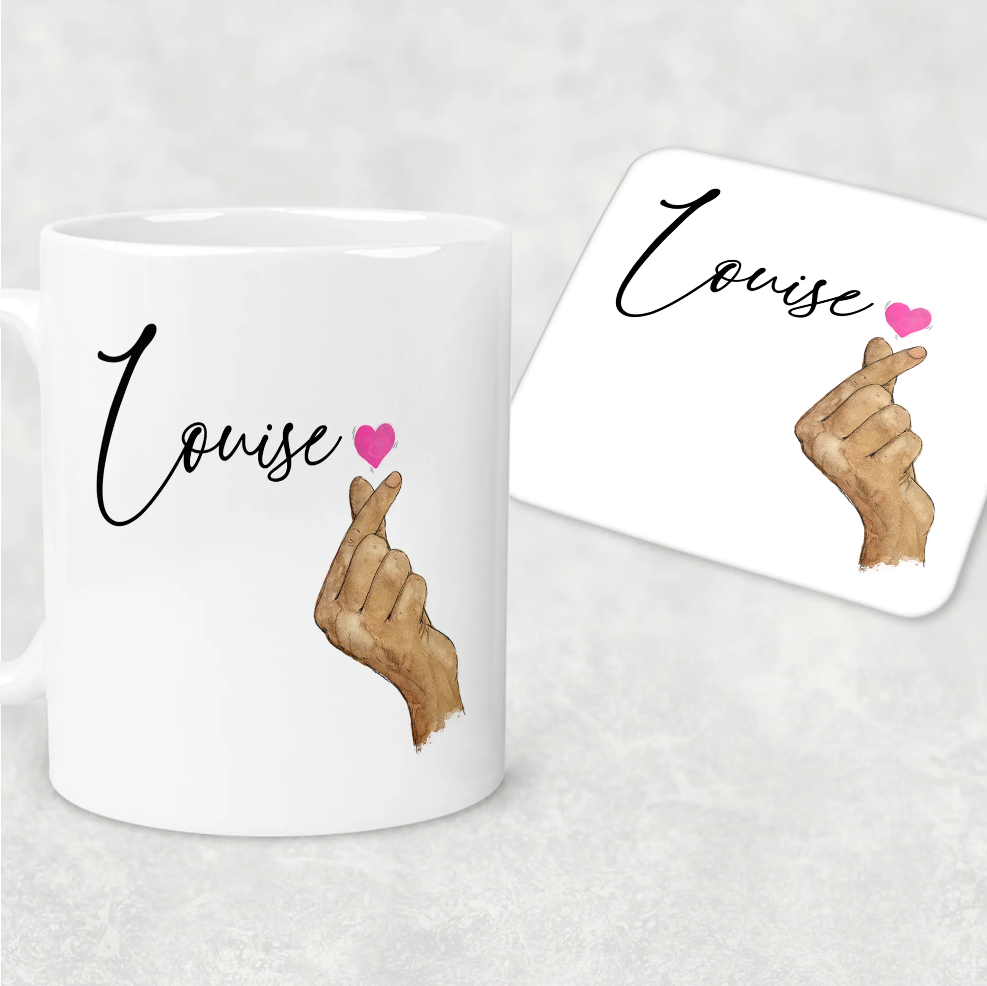 I Love You Korean Sign Language Personalised Mug & Coaster