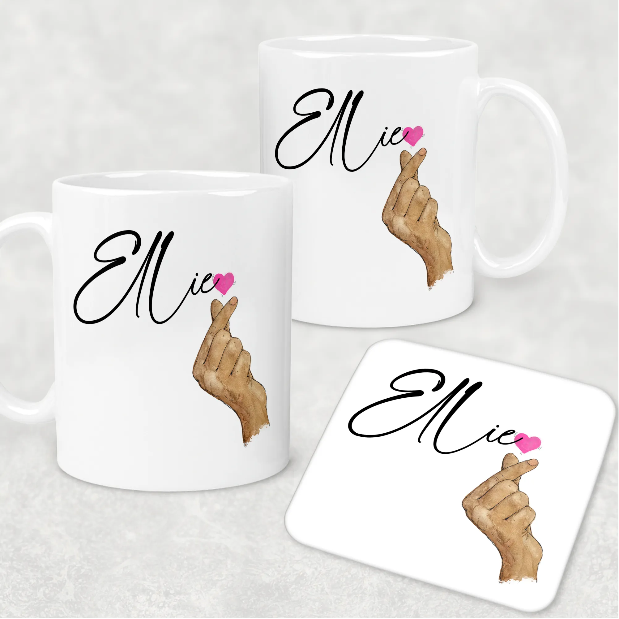 I Love You Korean Sign Language Personalised Mug & Coaster