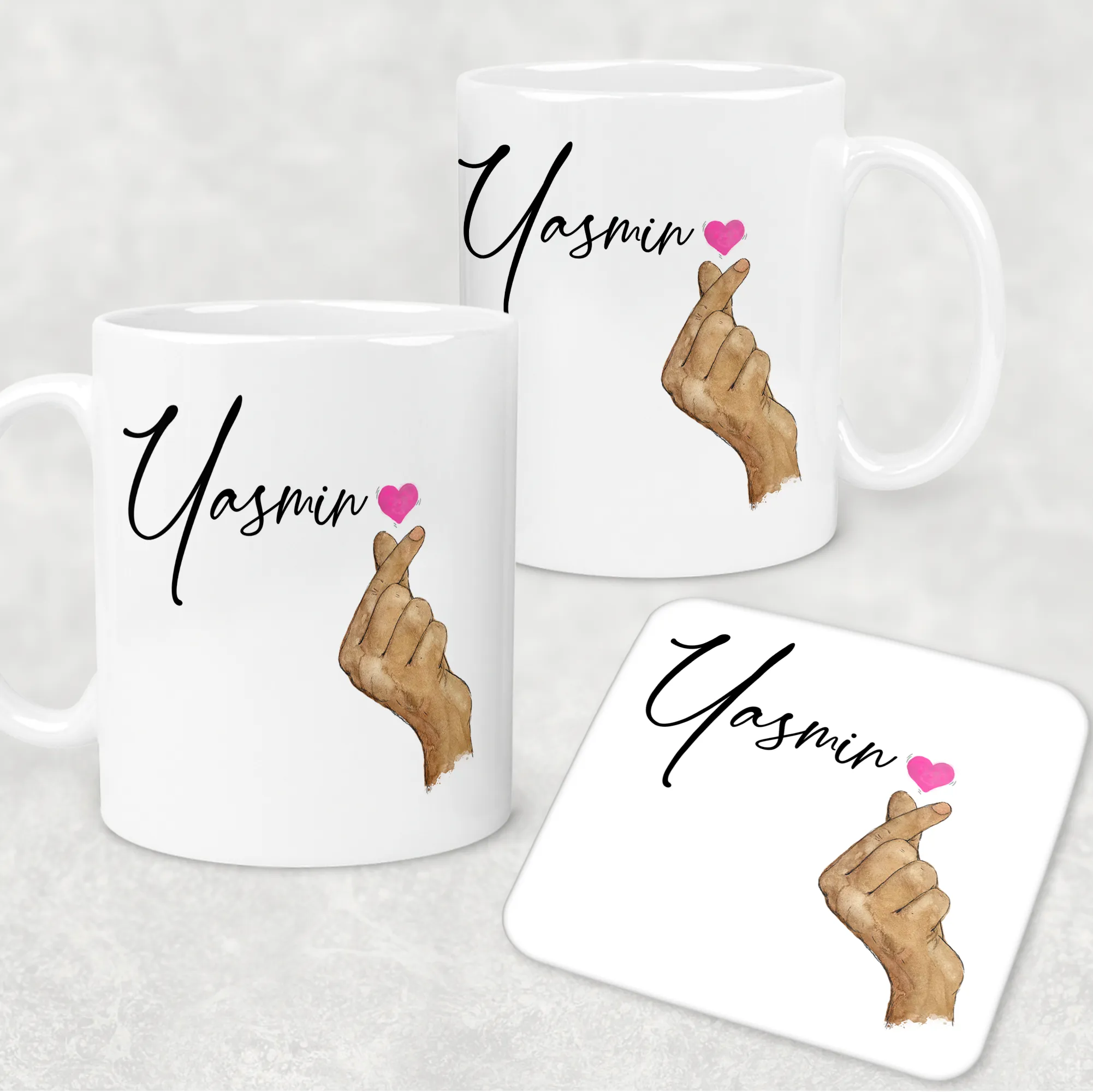 I Love You Korean Sign Language Personalised Mug & Coaster