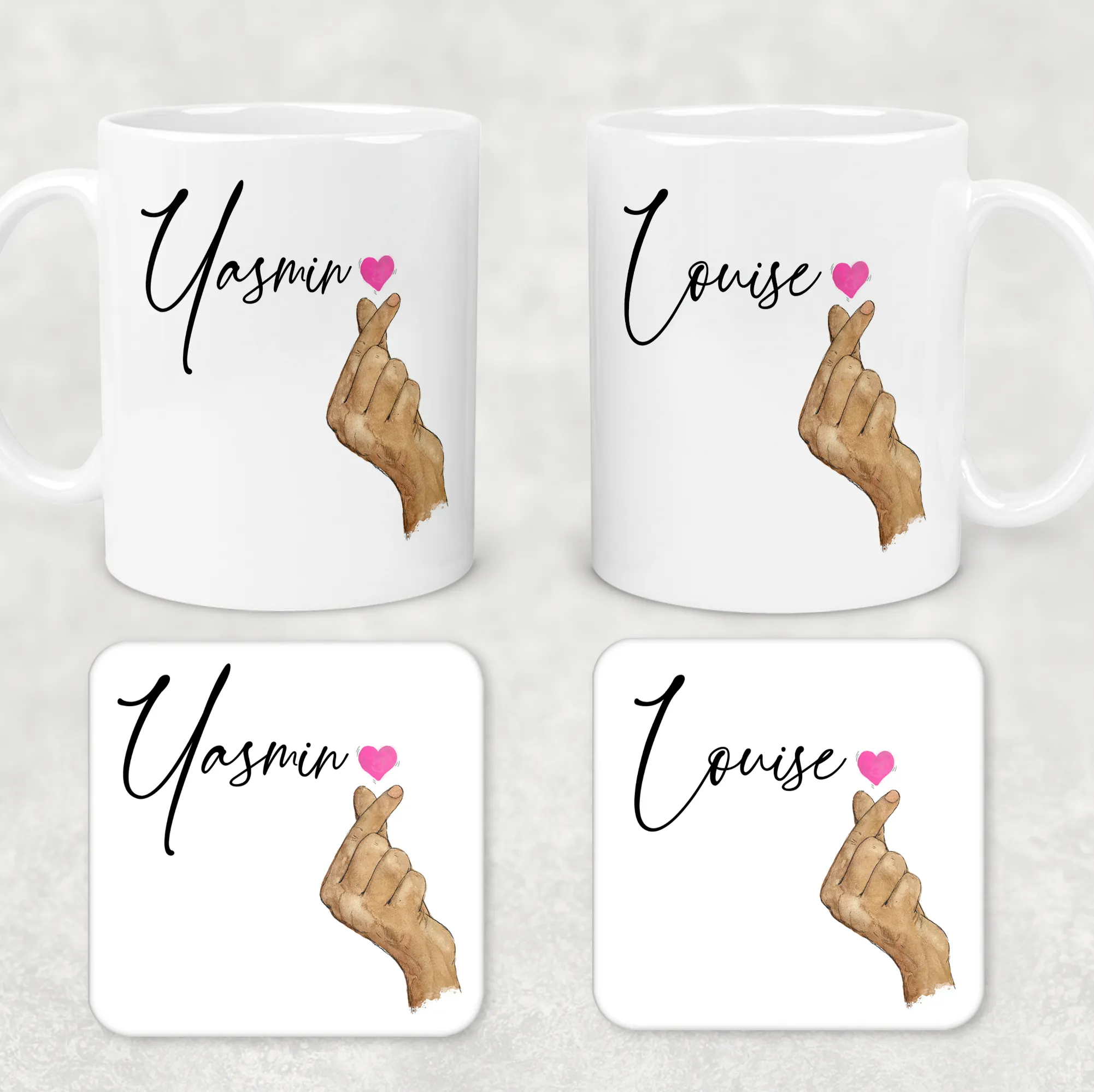 I Love You Korean Sign Language Personalised Mug & Coaster