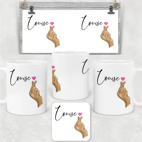 I Love You Korean Sign Language Personalised Mug & Coaster